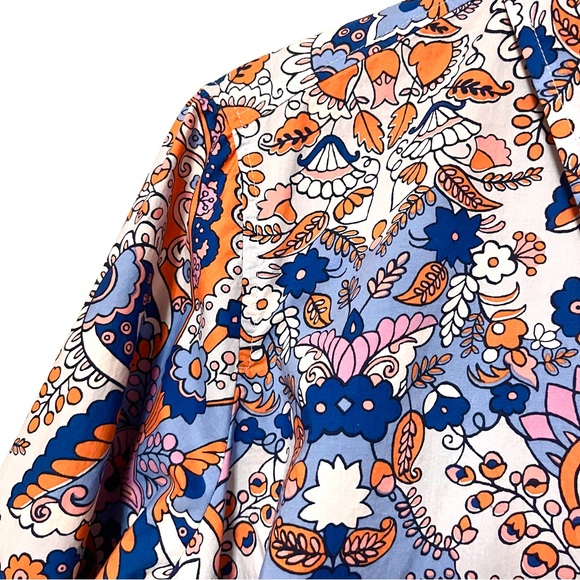 Talbots Button Down Blouse Womens Plus SZ 2XP Colorful Paisley Flip Cuff Retro - Picture 6 of 9